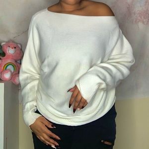 Soft Off the Shoulder Sweater - Cream Oversize Top